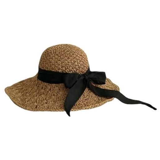 Generico cappello estivo da sole, cappello estivo con paglia larga da donne cappello panama estivo cappello da spiaggia a tesa grande cappello da spiaggia pieghevole crema solare cappello ombreggiante