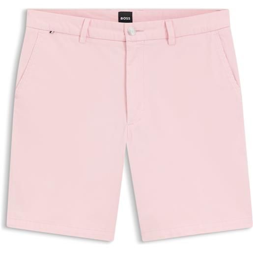 BOSS shorts modern fit in twill di cotone elasticizzato sovratinto, rosa chiaro