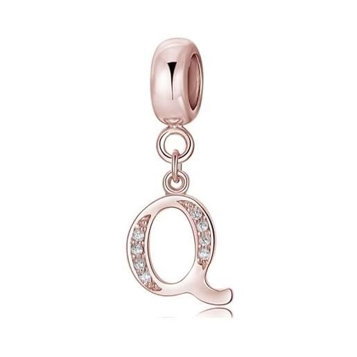 sam panda charm in argento sterling 925 con lettera dell'alfabeto a-z, adatto per braccialetti pandora, argento sterling, zirconia cubica