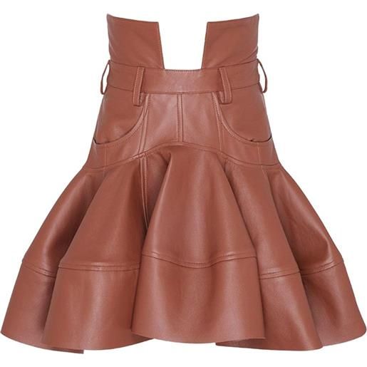 ZIMMERMANN minigonna hypnotic in pelle con ruches - marrone