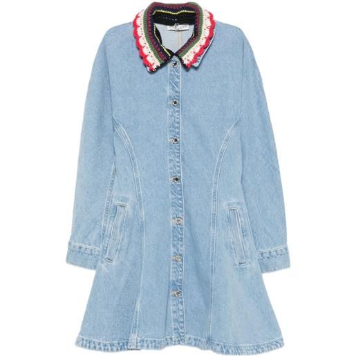 Stine Goya crochet-collar button-up mini dress - blu