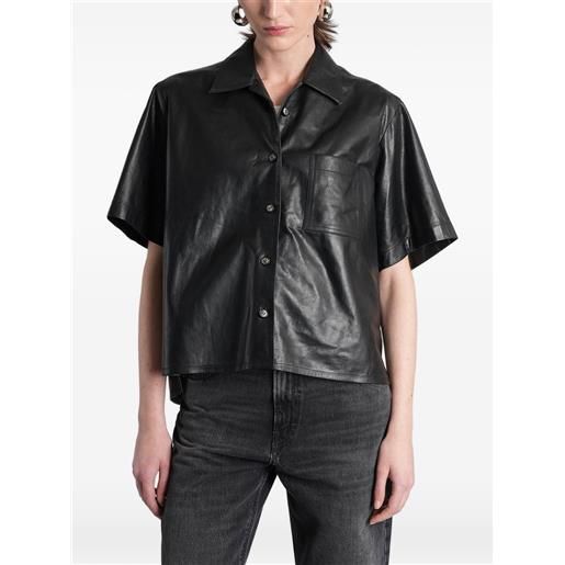 Haikure camicia a maniche corte in pelle - nero
