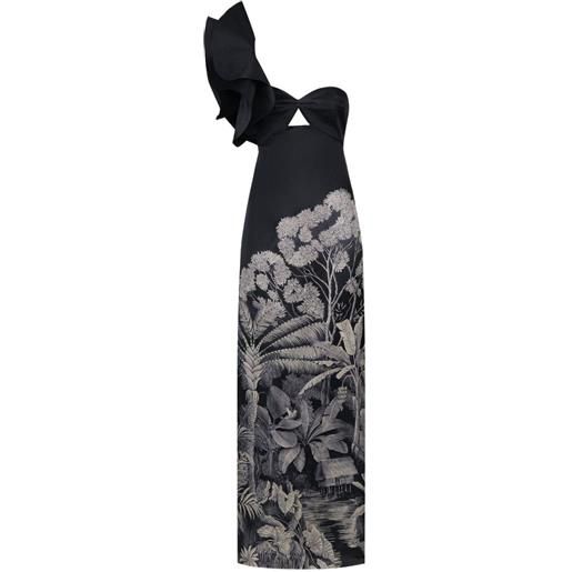 Johanna Ortiz valley of kings one-shoulder maxi dress - nero