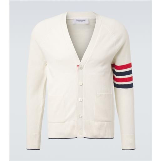 Thom Browne cardigan 4-bar in lino e cotone