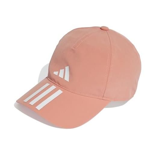adidas unisex - adulto 3-stripes aeroready running training baseball cap, wonder clay/white/white, xxs