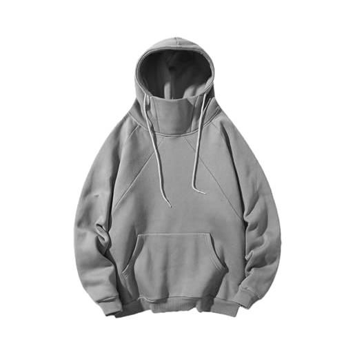 Generico felpa leggera uomo invernale leggera felpe con cappuccio e tasche tinta unita sportiva invernali felpa da lavoro basic oversize hoodie pullover aderente cotone streetwear moda autunno inverno