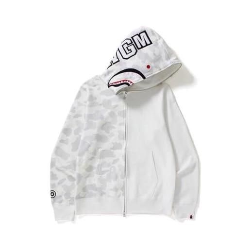 FDTURES 24ss coppia alla moda casual top bap japanese trendy brand shark head splicing night light uomo e donna felpa con cappuccio zip felpa-color1||m