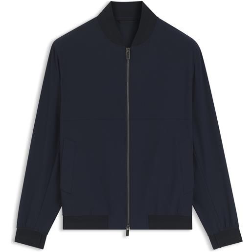 BOSS giacca slim fit in tessuto elasticizzato con micromotivo, blu scuro