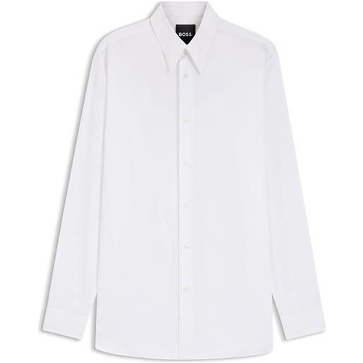 BOSS camicia relaxed fit in popeline di cotone con colletto a punta, bianco
