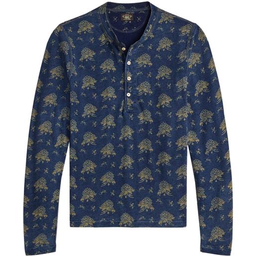 Ralph Lauren RRL t-shirt a fiori con maniche lunghe - blu