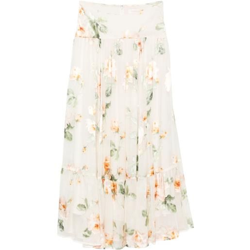 ZIMMERMANN gonna lunga carousel a fiori - bianco