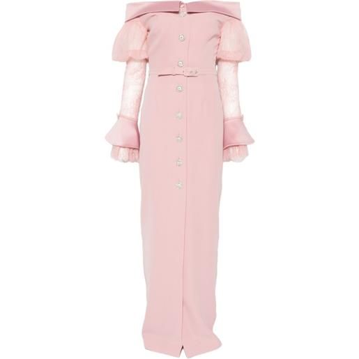 SILK LOVE & LACE abito lungo andrea con spalle scoperte - rosa