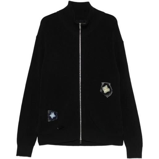 Song For The Mute cardigan con applicazione a fiori e zip - nero