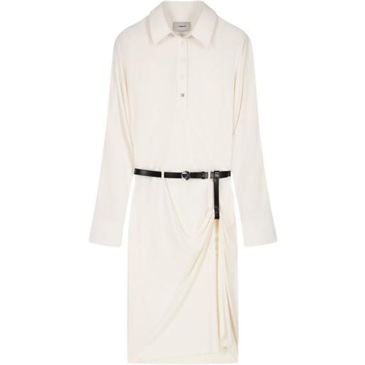 Coperni abito arricciato con cintura - bianco