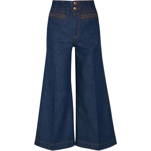 ZIMMERMANN awaken braided-trim wide-leg jeans - blu
