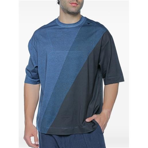 Emporio Armani t-shirt color-block con placca logo - blu