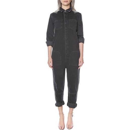 One Teaspoon tuta intera denim con ricamo - nero