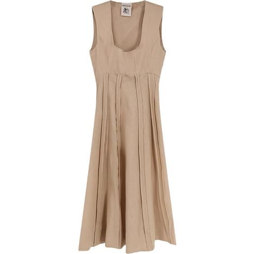 Semicouture pleated sleeveless midi dress - toni neutri