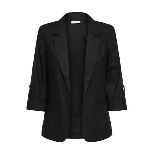 ONLY onlgoa 3/4 unline linen bl blazer cc tlr lino, nero, 44 donna