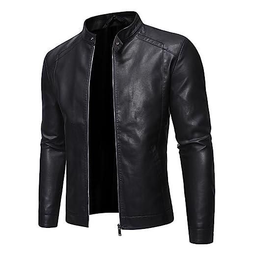 Generico giacca pelle uomo, giacca antivento impermeabile ecopelle leggera, giubbotto classico senza cappello comodo, semplice e versatile, adatto per stagione primavera estate