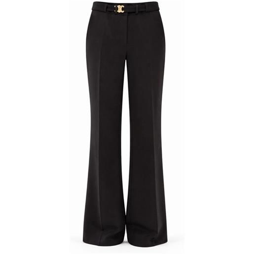 BABYLON pantalone nero a gamba dritta con cintura logata