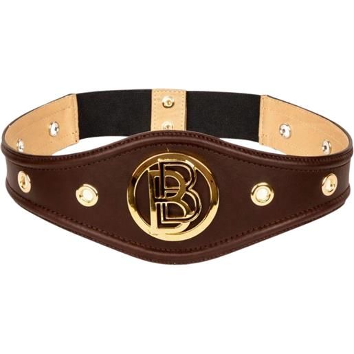 BABYLON cinturone in pelle con logo centrale in metallo oro