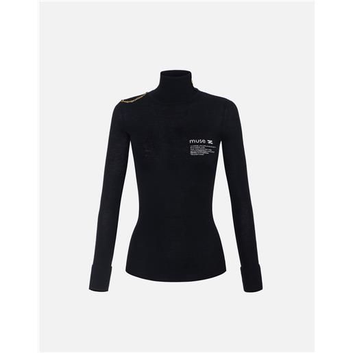 Elisabetta franchi dolcevita con dettaglio lettering colore nero