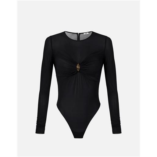 Elisabetta franchi body in jersey con dettaglio gioiello colore nero