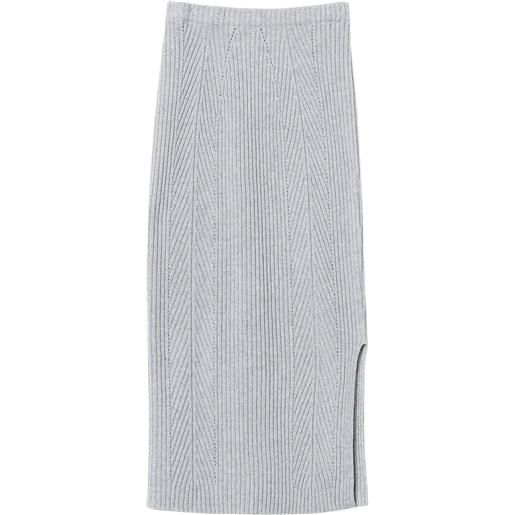 Twinset Milano twinset gonna in lana longuette con spacco e lurex, perla