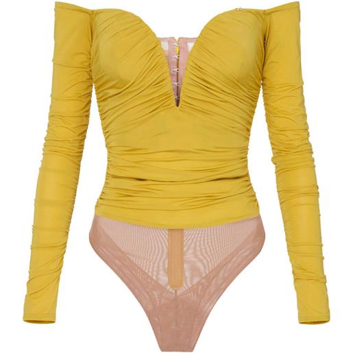 Elisabetta Franchi body donna in crepe con drappeggi, mango