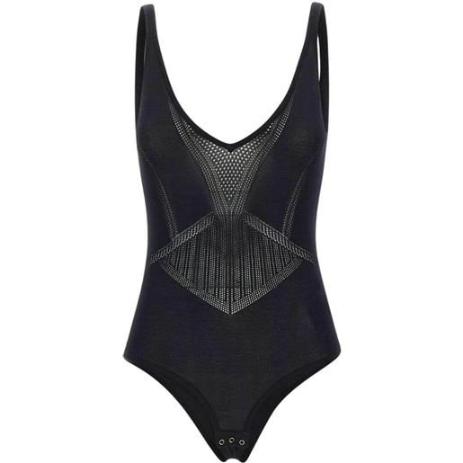 Elisabetta Franchi body donna traforato in maglia, nero