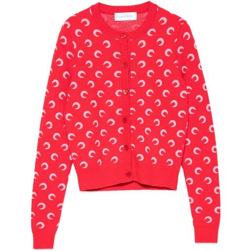 Marine Serre moon jacquard bouclette cardigan - rosso