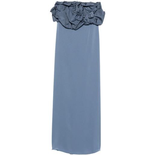 Max Mara abito lungo operoso senza spalline - blu