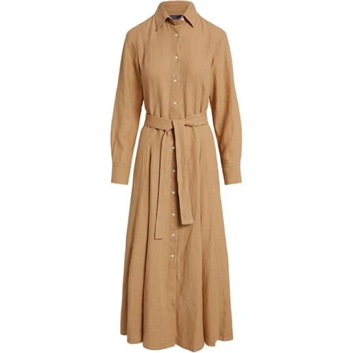 Polo Ralph Lauren chemisier florence midi con cintura - marrone