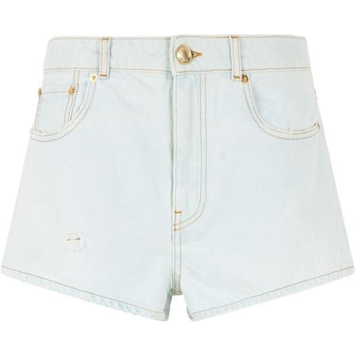 Roberto Cavalli shorts in denim con dettaglio effetto vissuto - blu