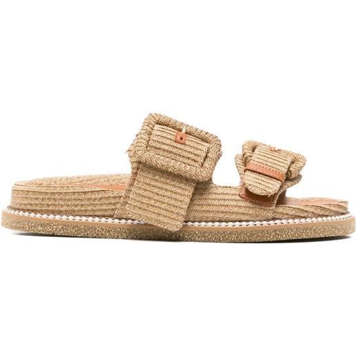 Rodo buckle-detail straw sandals - marrone