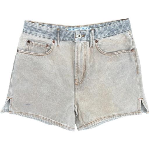 Off-White marbled-effect denim shorts - grigio