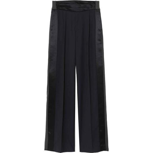Undercover satin-trim pleated trousers - grigio