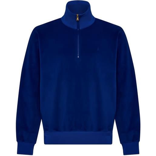 AMAN maglione con mezza zip - blu
