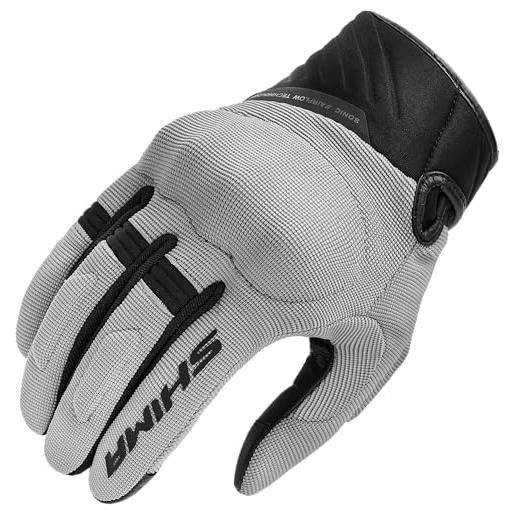 SHIMA sonic guanti moto estivi uomo tessile pelle corto ventilato omologati guanto per motocicletta ventilata touchscreen motocross protettore rinforzato abbigliamento città (uomini, grigio, l)