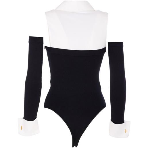 Elisabetta Franchi body con ricamo logo - nero