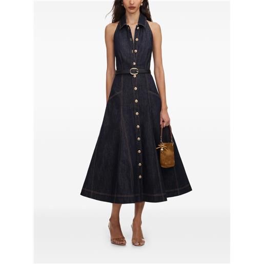 Self-Portrait abito midi denim - blu