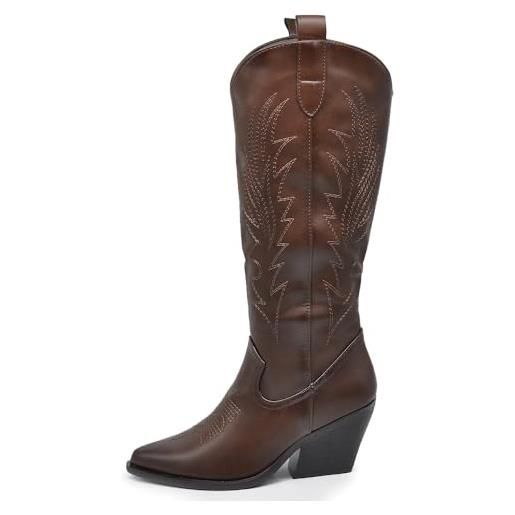 IF fashion stivali cowboy western texani scarpe da donna a punta camperos ga021 brown n. 40