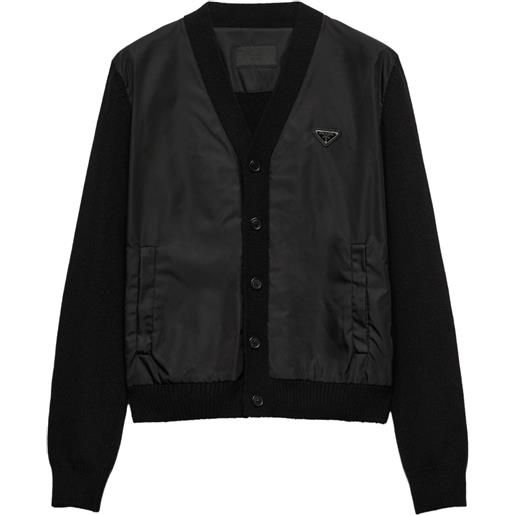 Prada cardigan con inserti - nero