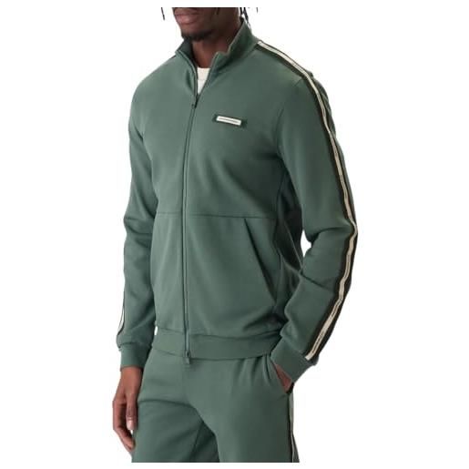 Emporio Armani ea7 felpa da uomo logo series in cotone garzato, logo tape, 7m001479 (it, testo, l, regular, regular, verde cilantro)