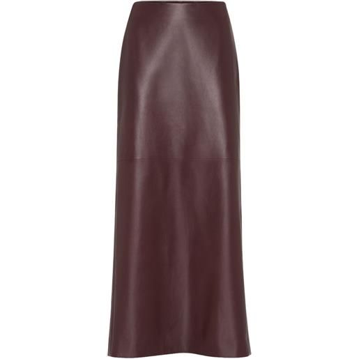 Brunello Cucinelli gonna lunga in pelle - rosso