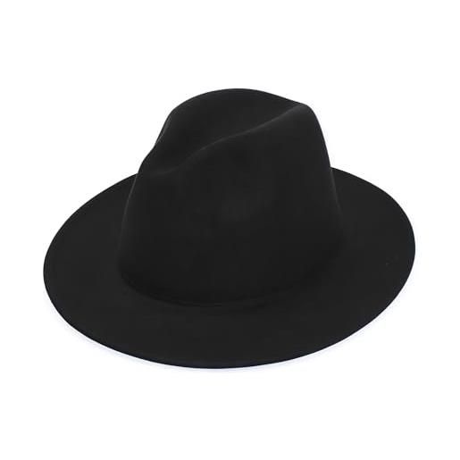 QUUPY cappello da donna retrò a tesa larga floppy panama fedora casual sun jazz cappelli