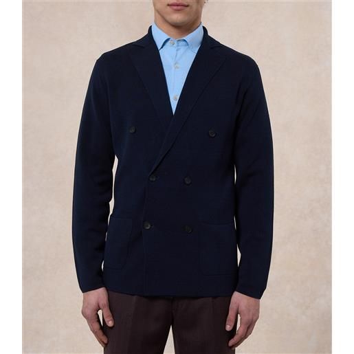 Giacca doppiopetto in cotone punto milano, 46, blu navy