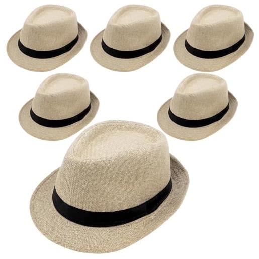 ASMIZ 6 cappelli panama a bordo corto per uomo e donna, protezione dai raggi uv, cappelli estivi fedora, stile anni '20, per feste, matrimoni, festival, costumi e uso quotidiano (kaki)