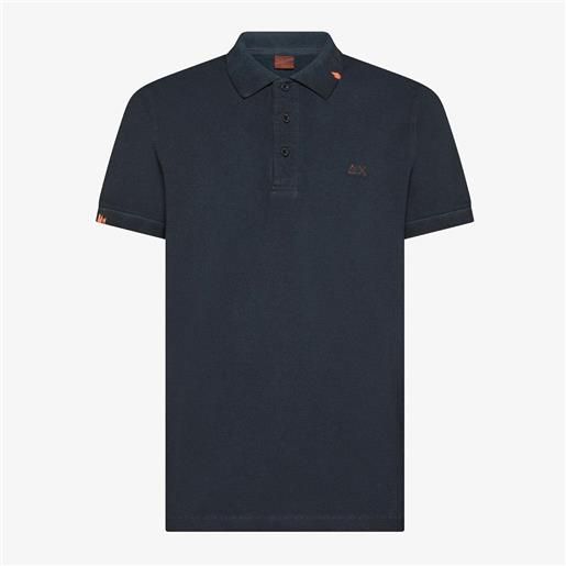 SUN68 polo sun68 con trattamento vintage in piquet di cotone da uomo rif. A36155, navy